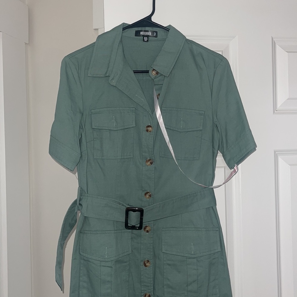 Missguided Teal Utility Mini Dress